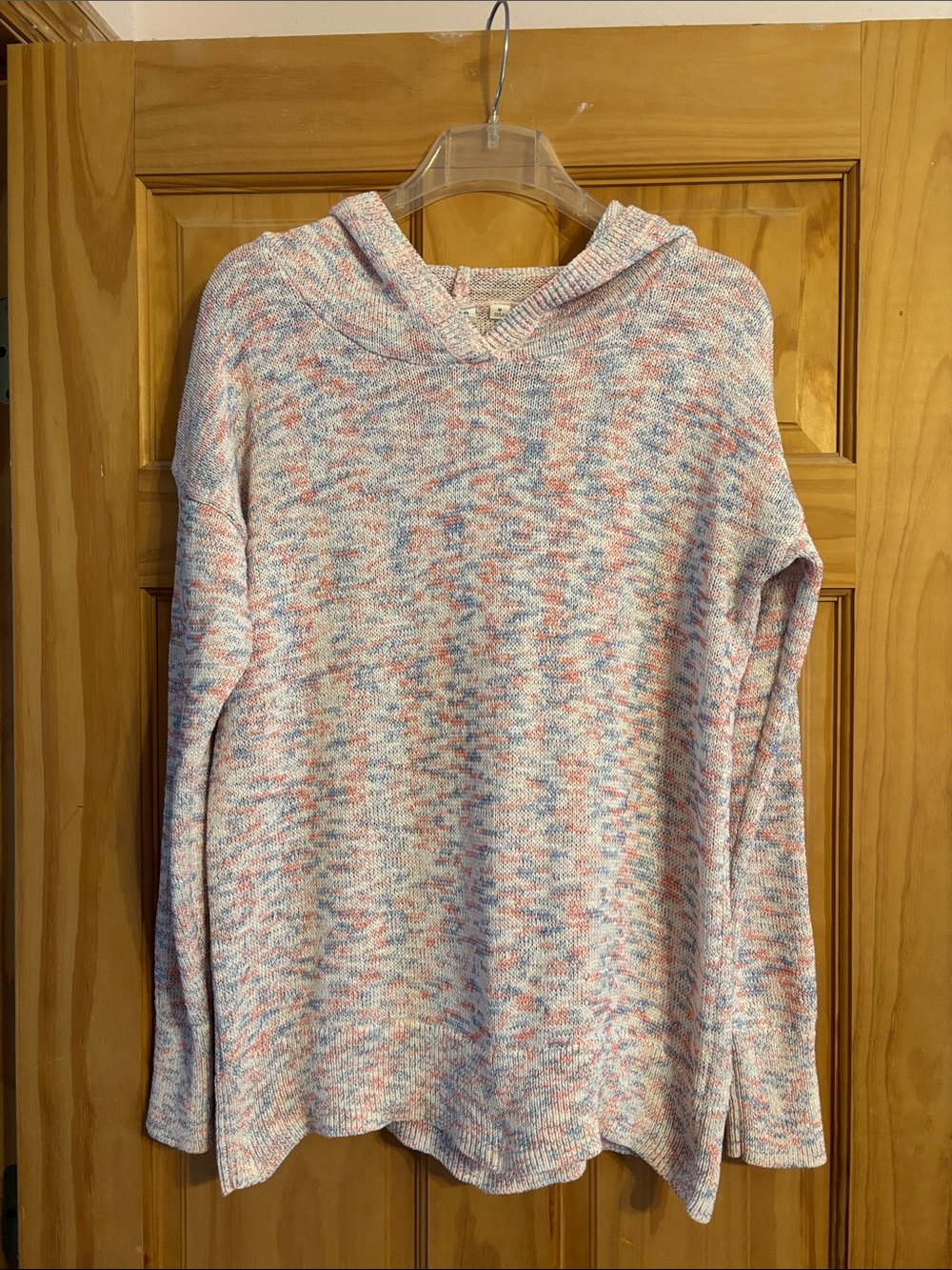 GAP Multicolor Hooded Cowl-Neck Sweater - Pastel Pink & Blue